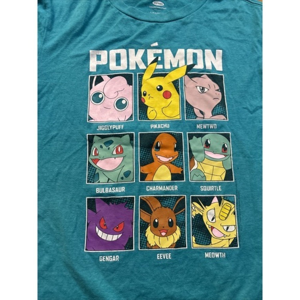 Pokemon Unisex Kids Teal Short Sleeve T Shirt Graphic Printed Pullover Size L - Picture 2 of 4